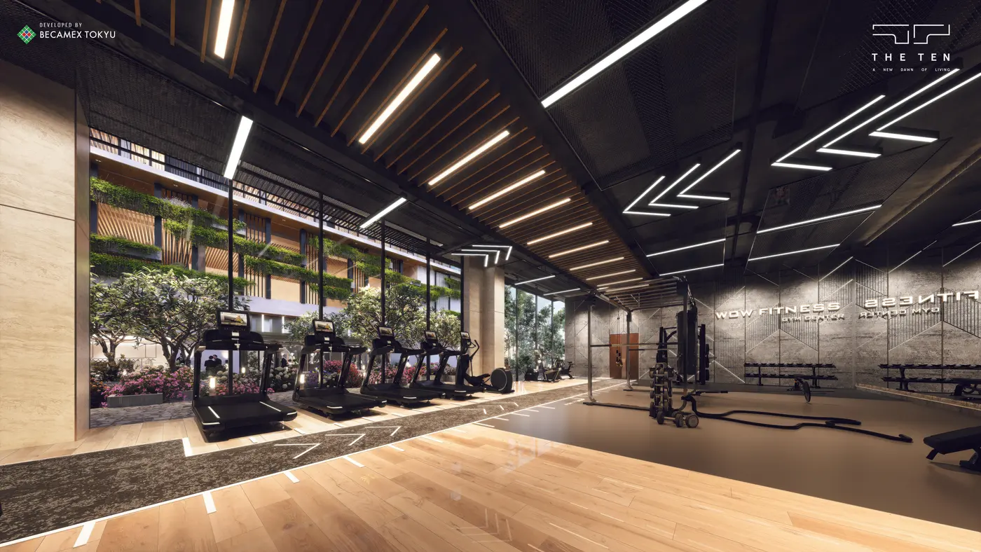 Phòng gym nhìn ra khuôn viên xanh