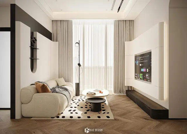 Phòng khách gói Minimalist tông kem